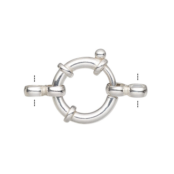 Clasp, springring, sterling silver and steel, 18mm round with 2 double rings. Sold individually. image number 0