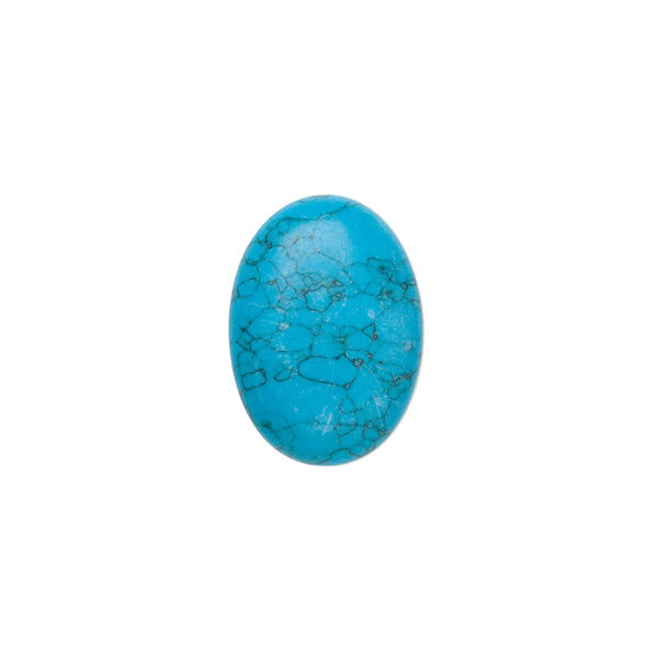 Cabochon, turquoise (assembled), 18x13mm calibrated oval, Mohs hardness 5 to 6. Sold individually. image number 0