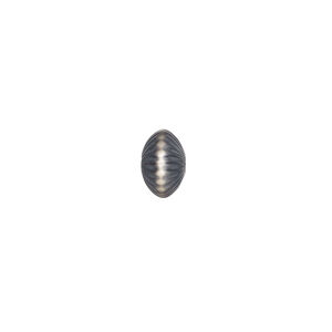 Bead, Navajo pearl style, brushed oxidized sterling silver, 9 x 5.5mm corrugated saucer. Sold individually.