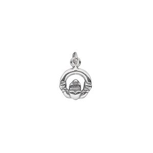 Charm, antiqued sterling silver, 10mm single-sided small Claddagh. Sold per pkg of 2.