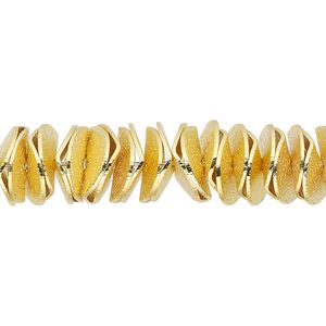 Bead, gold-finished brass, 10x2.5mm textured wavy rondelle. Sold per pkg of 30.