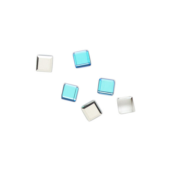 Flat back 6pk crystal Bermuda blue, Preciosa Czech crystal rhinestone 4mm cube image number 0