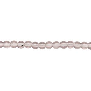 Bead, Czech glass druk, transparent lavender, 4mm round with 0.8-1mm hole. Sold per 15-1/2" to 16" strand.