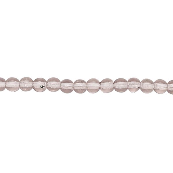 Bead, Czech glass druk, transparent lavender, 4mm round with 0.8-1mm hole. Sold per 15-1/2" to 16" strand. image number 0