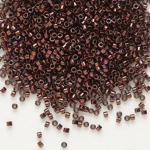 Seed bead, Delica®, glass, pkg/50g, #11 round, opaque metallic dark raspberry (DB-0012). image number 0