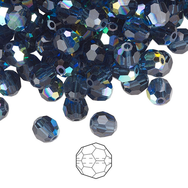 Bead 24pk Montana AB, Preciosa Czech crystal 6mm round image number 0