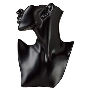 Display, necklace and earring, plastic and steel, black, 12 x 8 x 2-1/2 inch Venus figure. Sold individually.