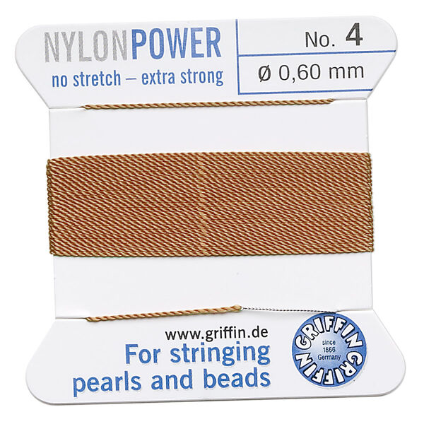 Thread, Griffin, nylon, cornelian, size #4. Sold per 2-meter card (approximately 78 inches). image number 0
