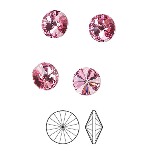 Chaton 8pk rose foil back, Preciosa MAXIMA Czech crystal rhinestone 8.16-8.41mm rivoli SS39 image number 0