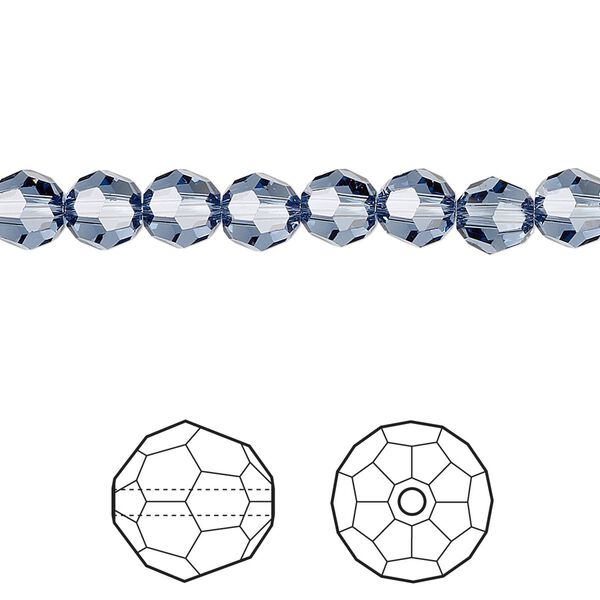 Bead 12pk denim blue, Crystal Passions® 6mm round 5000 image number 0