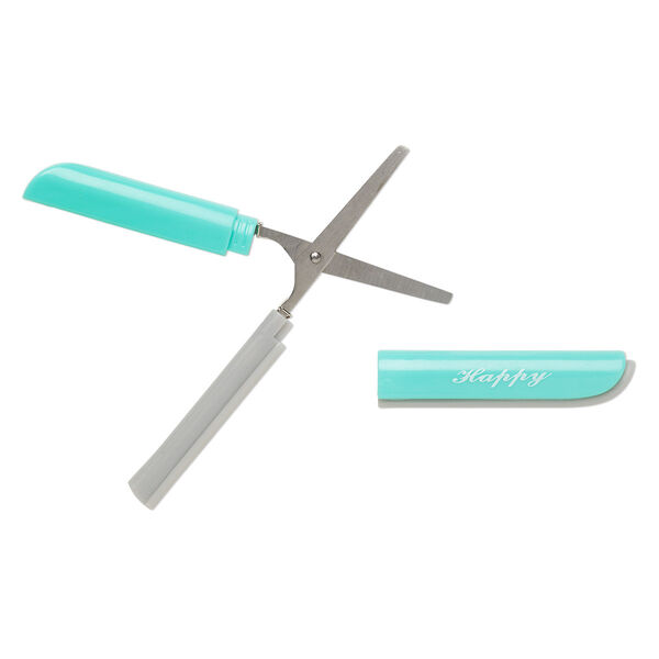 Scissors, thread snip, stainless steel and acrylic, grey and turquoise blue, 4-3/4 inches. Sold individually. image number 0