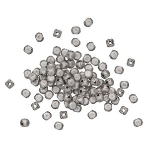 Bead, antique silver-plated brass, 4x3mm rounded rectangle. Sold per pkg of 100.