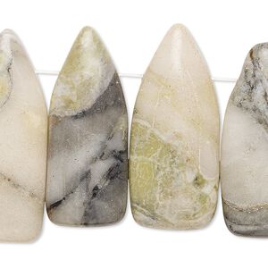 Green earth "jasper" 1pkg4, flat back puffed shield focal natural 32x12mm-36x15mm