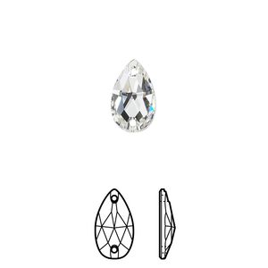 Sew-on 2pk crystal foil back, Crystal Passions® 12x7mm pear 3230