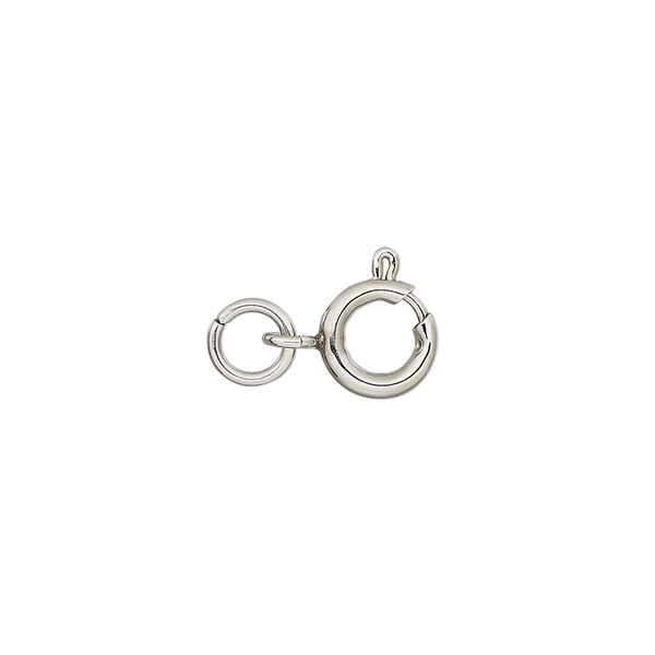 Clasp, springring, stainless steel, 8mm with open loop and jump ring. Sold per pkg of 2. image number 0