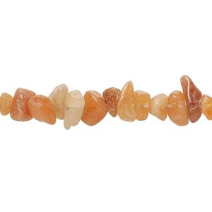 Bead, red aventurine (natural), small chip, Mohs hardness 7. Sold per 15" to 16" strand.