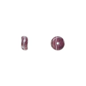 Bead, Czech pressed glass, opaque purple/white, 7x3mm rondelle. Sold per 15" to 16" strand.