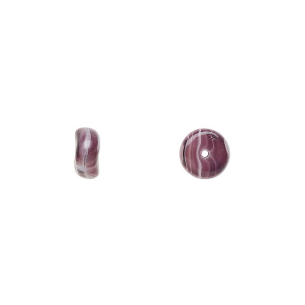 Bead, Czech pressed glass, opaque purple/white, 7x3mm rondelle. Sold per 15" to 16" strand. image number 0