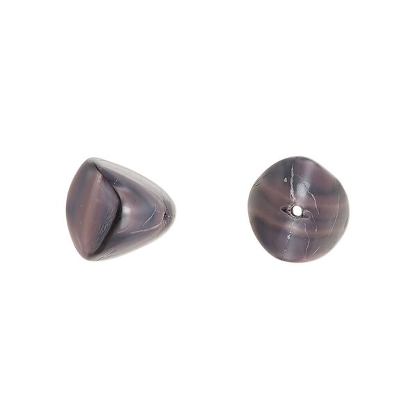 Bead, Czech pressed glass, pink/dark blue, 12x11mm trigon. Sold per 15" to 16" strand. image number 0