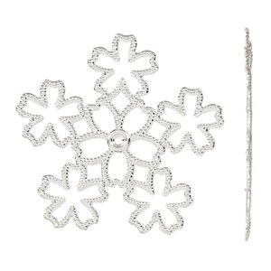 Component, silver-finished steel, 33x32mm single-sided flower. Sold per pkg of 10.