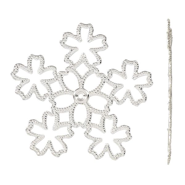Component, silver-finished steel, 33x32mm single-sided flower. Sold per pkg of 10. image number 0