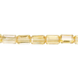 Citrine 1pkg1, hand-cut faceted rectangle bead, 8 inch 8x5mm