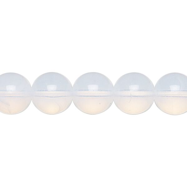 Bead, Preciosa, Czech glass druk, translucent white opal, 10mm round. Sold per 15-1/2" to 16" strand. image number 0