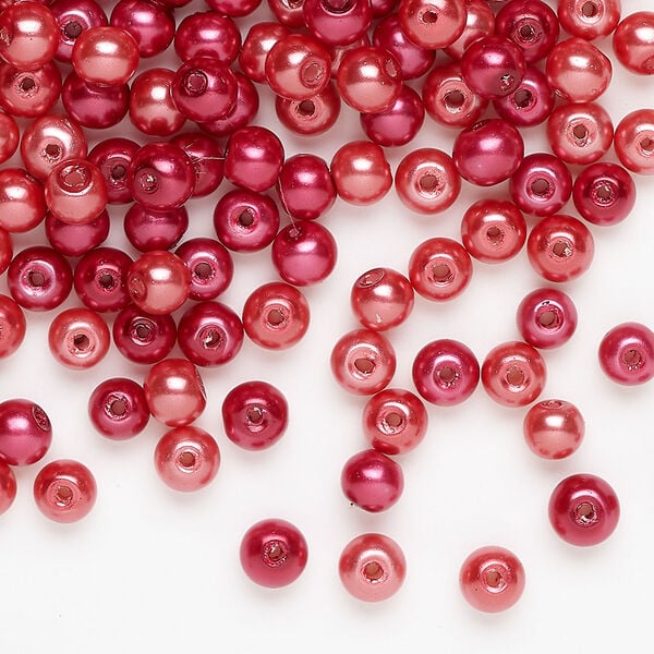 Glass pearl mix 1pkg250, fruit punch and pink salmon, 4mm round image number 0