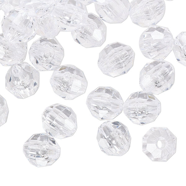 Bead, acrylic, transparent clear, 8mm faceted round. Sold per 100-gram pkg image number 0