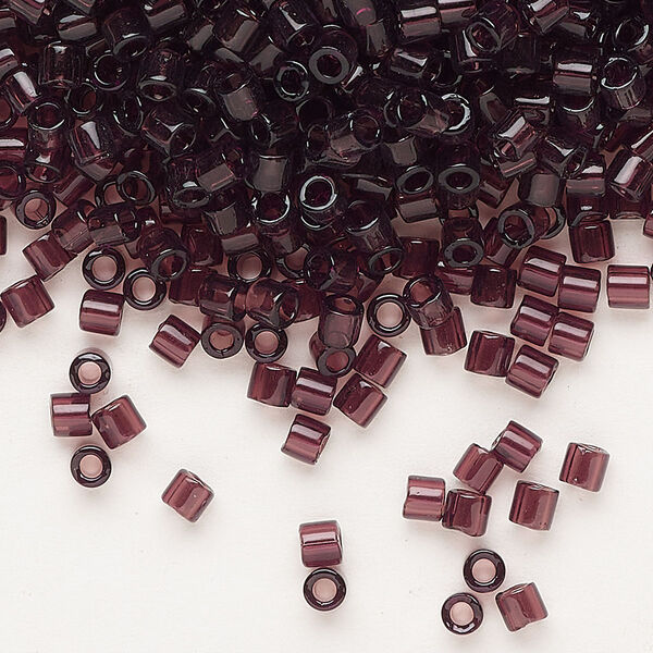 Seed bead, Delica®, glass, pkg/7.5g, #8 round, transparent dark smoky amethyst (DBL-1104). image number 0
