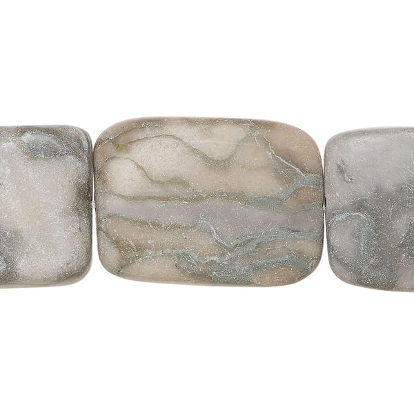 Greyline marble 1pkg1, matte flat rectangle bead natural, 15 inch 22x16mm-25x18mm image number 0