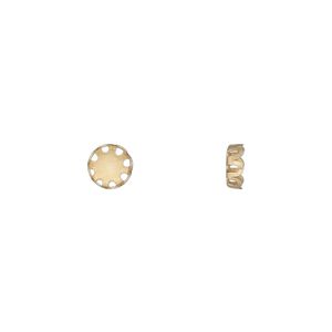 Component, 14Kt gold-filled, 6mm round with 5mm round setting and closed back. Sold per pkg of 2.