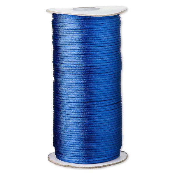 Cord, Satinique™, satin, royal blue, 2mm regular. Sold per 400-foot spool. image number 0