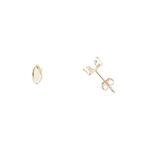 Earstud 1pkg2 Snap-Tite® 14Kt gold, 6x3mm marquise 6-prong setting / earnuts, 1 pair