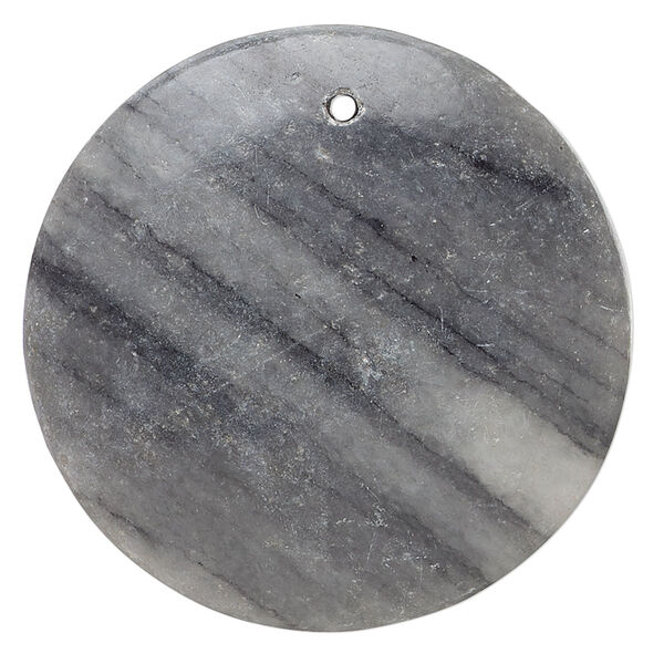 Black / grey marble 1pkg1, puffed flat back round focal natural 39-41mm image number 0