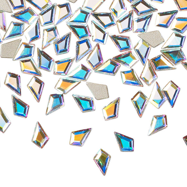 Flat back 10pk crystal clear AB foil back, Preciosa MAXIMA Czech crystal rhinestone 6.4x4.2mm kite image number 0