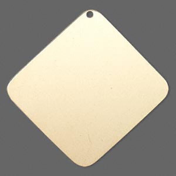 Focal, gold-finished brass, 40x40mm double-sided top-drilled diamond. Sold per pkg of 6. image number 0