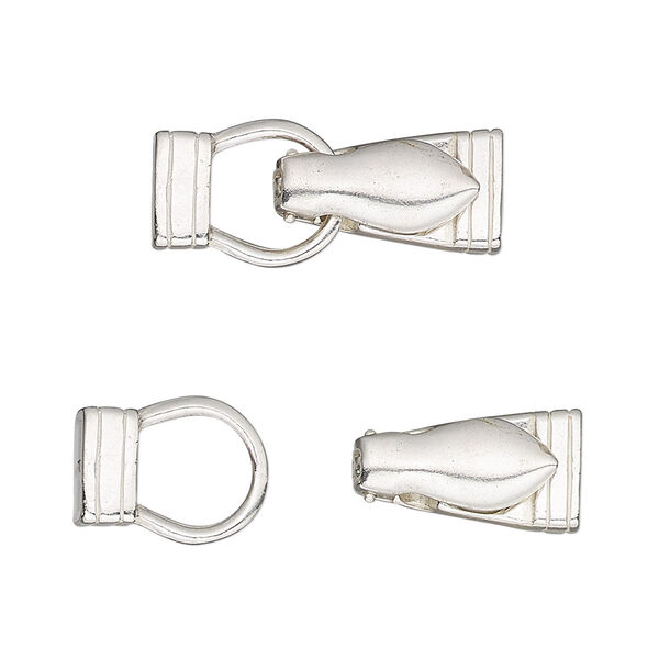 Clasp, JBB Findings, magnetic fold-over, sterling silver, 25x10mm irregular rectangle. Sold individually. image number 0