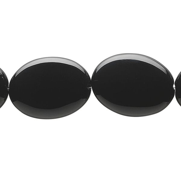 Black onyx 1pkg1, puffed oval bead 15.5-16 inch 20x15mm image number 0