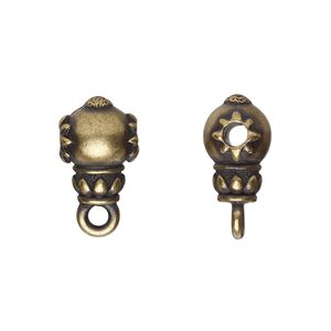 Bead, TierraCast®, "Soulful Spirit" collection, antique brass-plated pewter (tin-based alloy), 12x9mm lotus guru with closed loop. Sold per pkg of 2.