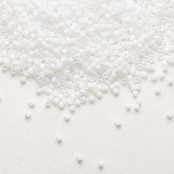 Seed bead, Delica®, glass, pkg/7.5g, #15 round, opaque white (DBS-0200). image number 0