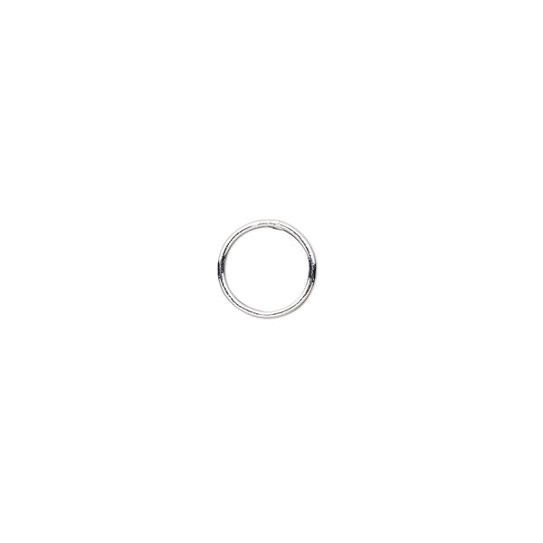Jump ring, sterling silver, 8mm soldered round, 7mm inside diameter, 22 gauge. Sold per pkg of 20. image number 0