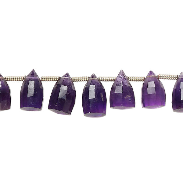Amethyst 1pkg28, hand-cut top-drilled faceted cone bead natural B grade, graduated 6x3mm-10x6mm image number 0