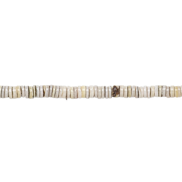 Bead, green shell (natural), 2-3mm hand-cut heishi, Mohs hardness 3-1/2. Sold per 24-inch strand. image number 0