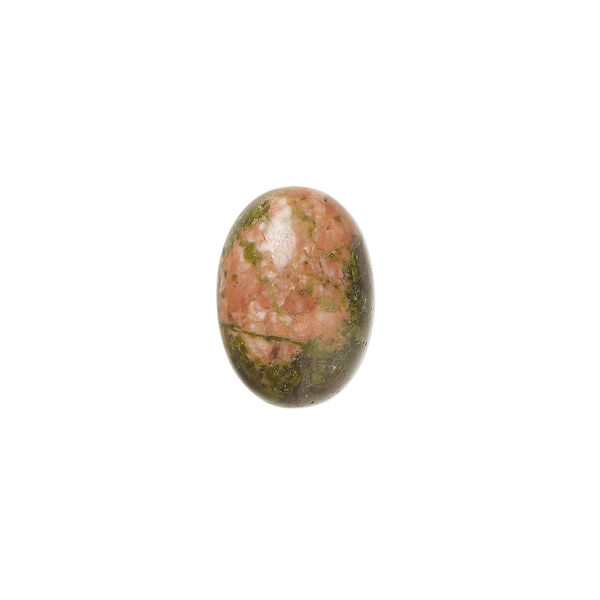Cabochon, unakite (natural), 14x10mm calibrated oval, B grade, Mohs hardness 6 to 7. Sold per pkg of 6. image number 0