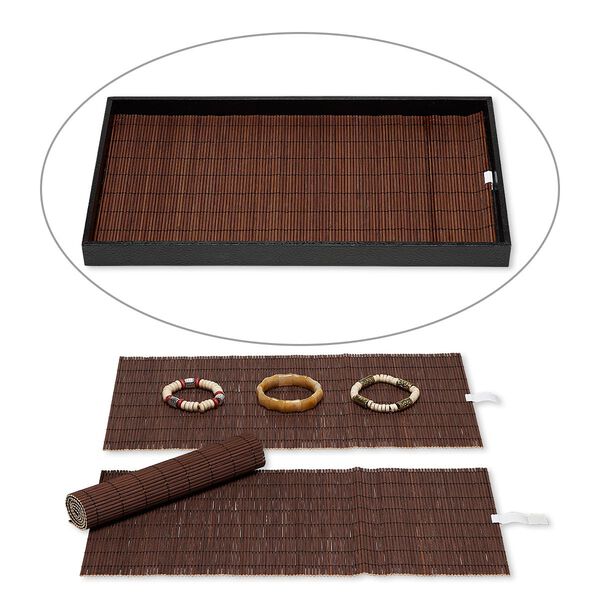 Display pad, bamboo (dyed), brown, 14 x 7-3/4 inch roll-up rectangle. Sold per pkg of 4. image number 0