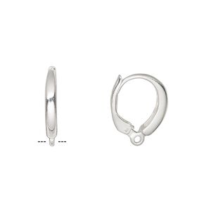Ear wire leverback 1pkg2 sterling silver, 16mm / closed loop, 1 pair
