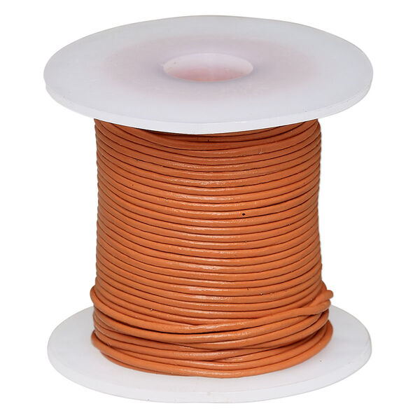 Cord, leather (dyed), marigold, 1-1.2mm round. Sold per 25-yard spool. image number 0