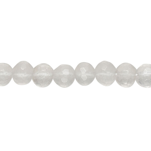 Bead, ice quartz (natural), 6-7mm hand-cut micro-faceted uneven round, C grade, Mohs hardness 7. Sold per 14-inch strand, approximately 60 beads. image number 0