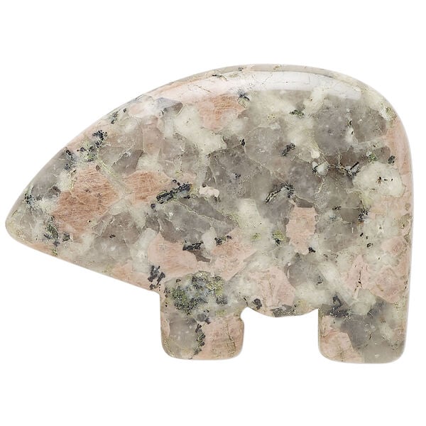 Pink sesame jasper 1pkg1, half-drilled Zuni-style bear focal natural, 34x23mm-38x28mm image number 2